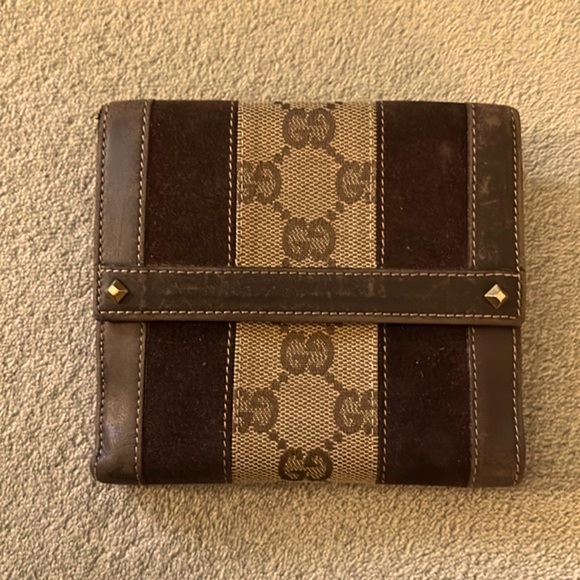 Vintage Gucci Suede and GG Canvas Wallet - Picture 1 of 11